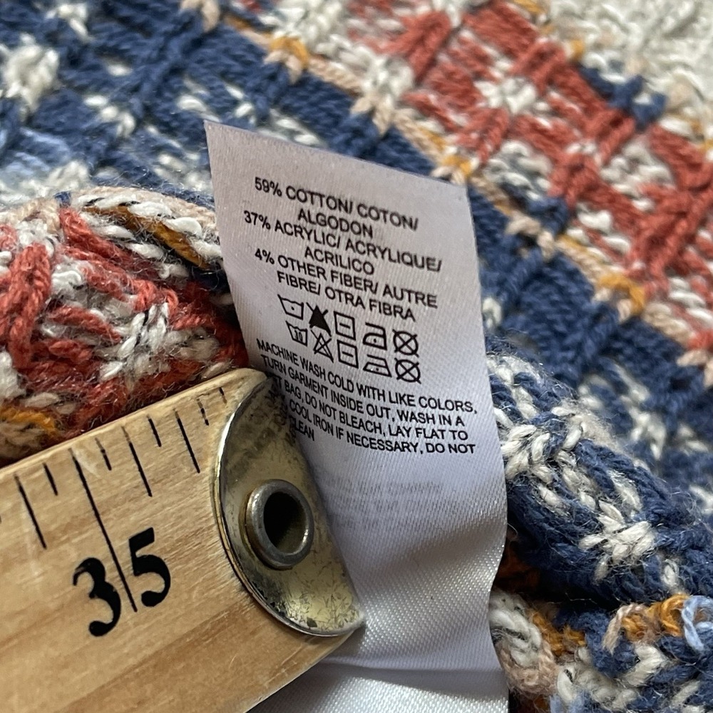 Lucky Brand Cardigan Women L Open Front Geometric Aztec Beige Boho Pockets Long - Picture 7 of 10